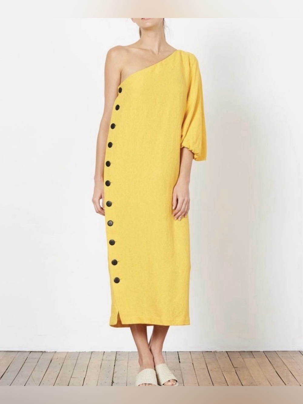 Mara Hoffman Emilie Dress In Yellow Jacquard Size 8